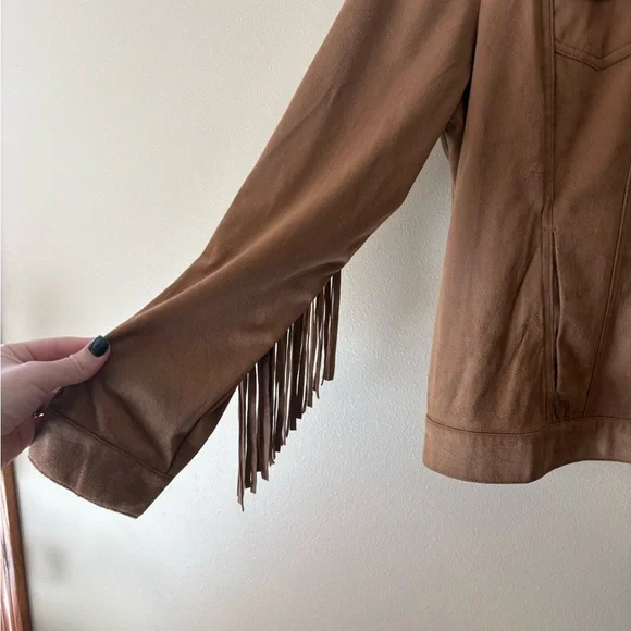 Faux Suede Fringe Jacket Size Medium New With Tags - Picture 4 of 9